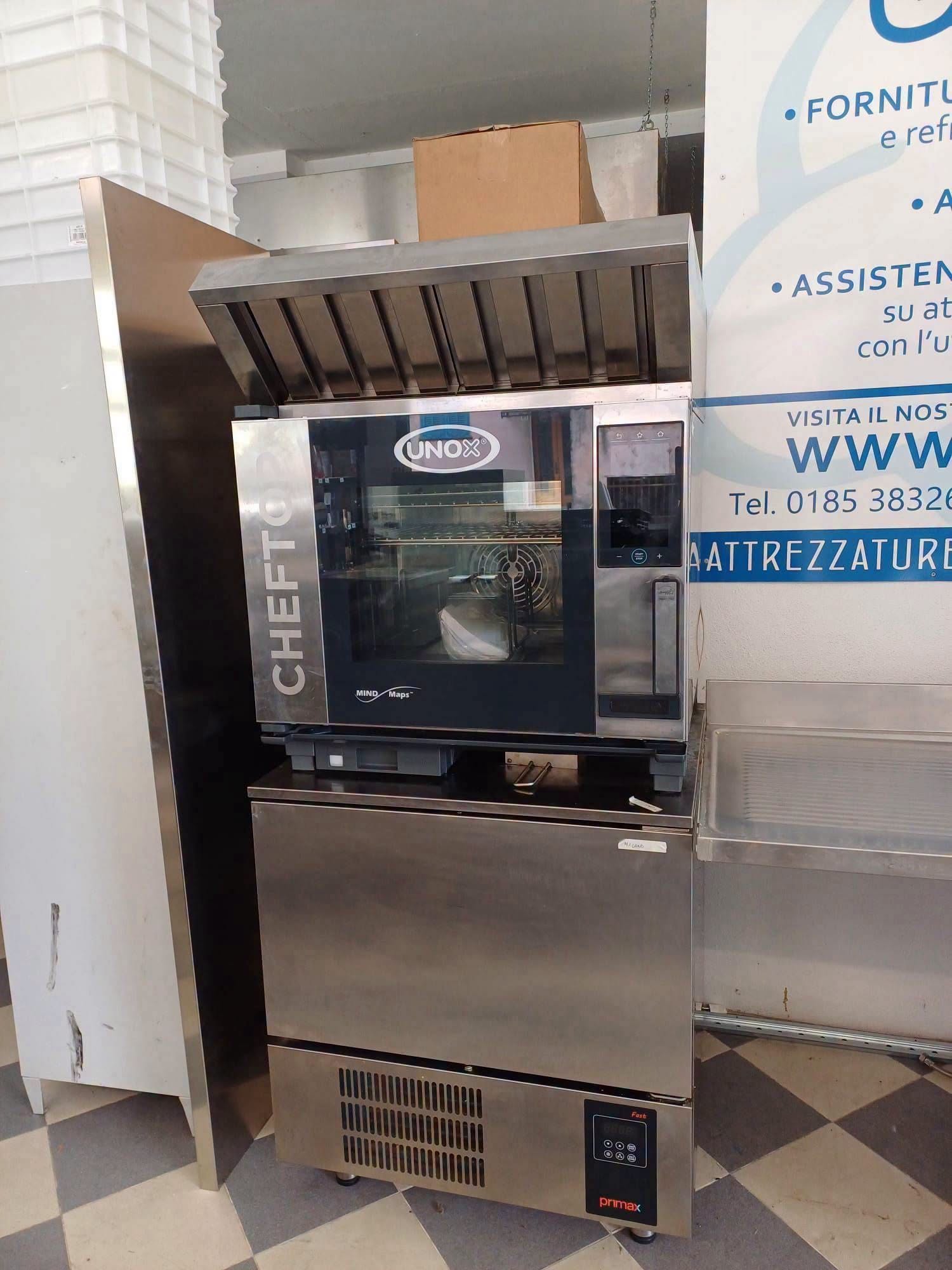 Forno elettrico Unox Cheftop completo di cappa a condensazione Unox usato in vendita a San Colombano Certenoli