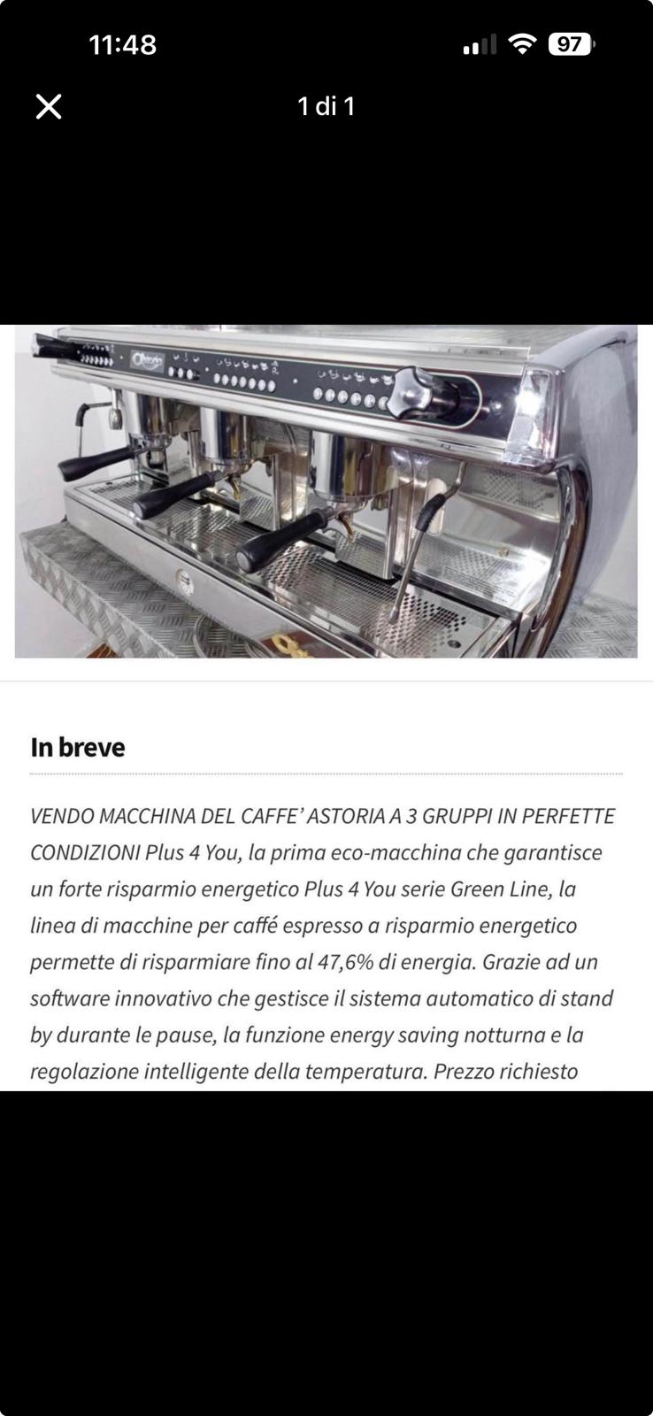 Macchina del caffè Astoria 3 gruppi usato in vendita a Padova